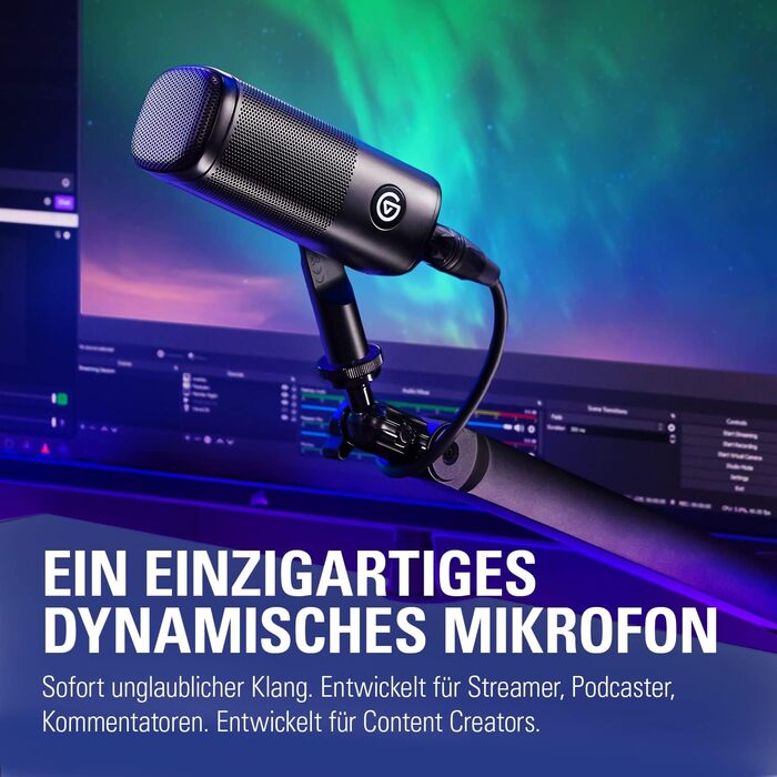 Elgato Wave DX — динамічний XLR-мікрофон для подкастів, стрімінгу та трансляцій, кардіоїдна діаграма, шумозаглушення, не потребує підсилювача, сумісний з Mac/PC