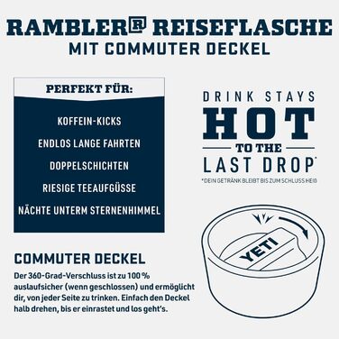 Термокружка YETI Rambler 12 oz (355 мл), чорна, з кришкою Commuter, нержавіюча сталь