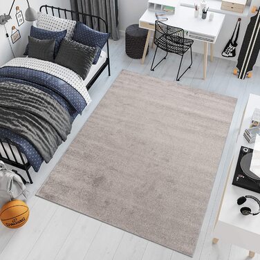 Флоридський килим TAPISO з коротким ворсом для спальні, вітальні, дитячої, підліткової спальні, світлий однотонний сучасний дизайн, Екотекс (80 х 150 см, темно-сірий)