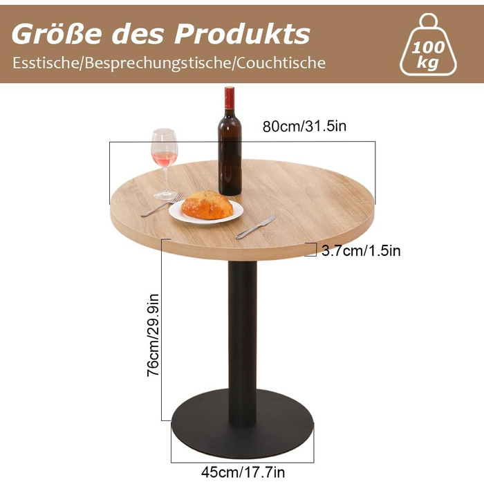 Кухонний стіл Mingone 80x80 см з дерев'яною стільницею та металевими ніжками. Квадратний стіл з колекції для вітальні, балкону або їдальні. З колекції Mingone, колір дуб.