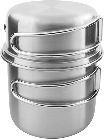 Посуд для кемпінгу Tatonka, набір для пікніка IV (12 предметів) - посуд з нержавіючої сталі для пікніка на чотирьох - з каструлею, сковорідкою, тарілками і кружками (в комплекті). Кришка) - Не містить забруднюючих речовин і безпечний для харчових продукті