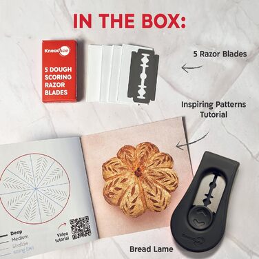 Набір для закваски KneadAce: банка 680.4 г, 2 корзини Banneton, лезо для хліба - подарунок для пекаря