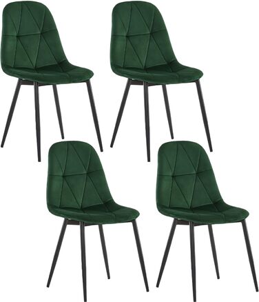 Набір обідніх стільців Lestarain (4 шт.) з підлокотниками, для кухні, вітальні, обідньої кімнати. М'які стільці з оксамитовим покриттям, металевий каркас, ергономічний дизайн, темно-зелений колір