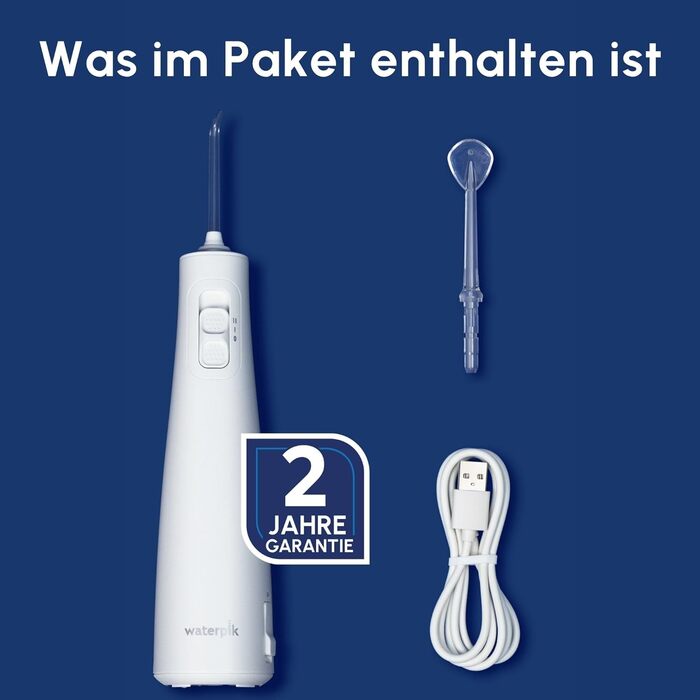 Waterpik Pulse бездротова пульсуюча іригатор, професійний, видаляє наліт 99,9%, 2 режими, очищувач міжзубного простору, білий