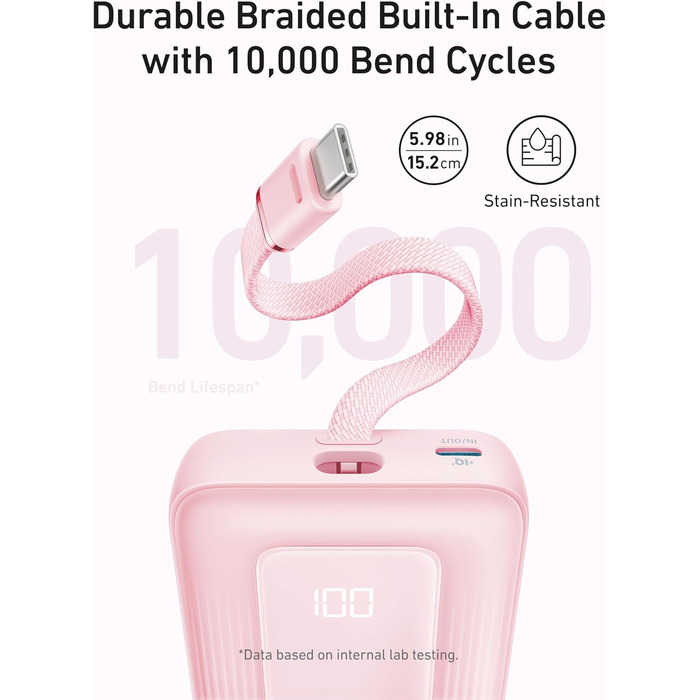 Powerbank Anker Zolo (2025 Upgrade) 20000mAh 30W з USB-C кабелем. Підходить для iPhone, Galaxy та інших пристроїв. Білий