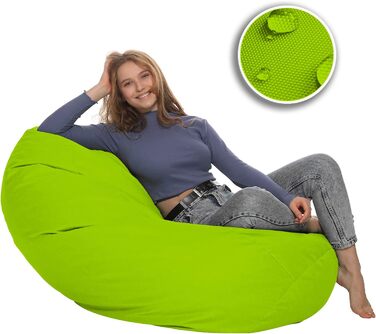 Подушка для підлоги Beanbag XXL для дорослих і дітей - підходить для ігор або відпочинку - в приміщенні та на вулиці, оскільки вона водонепроникна - з намистинами EPS, колір ківі зелений, розмір XL