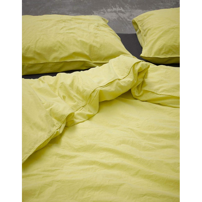 Постільна білизна ESSENZA однотонна бавовняна жовта, 200x200 2 шт. 80x80 см
