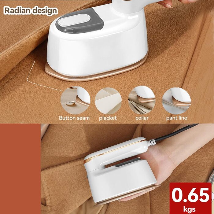 Вертикальний праскою 2-в-1 Vertikales Bügeleisen: потужний, компактний для подорожей, дому та офісу. 3 рівні пари, швидкий нагрів, складна конструкція, білий колір