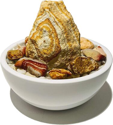 Фонтанчик для дому Zimmerbrunnen RS-01, справжній райдужний пісковик, маленький настільний фонтан (білий)