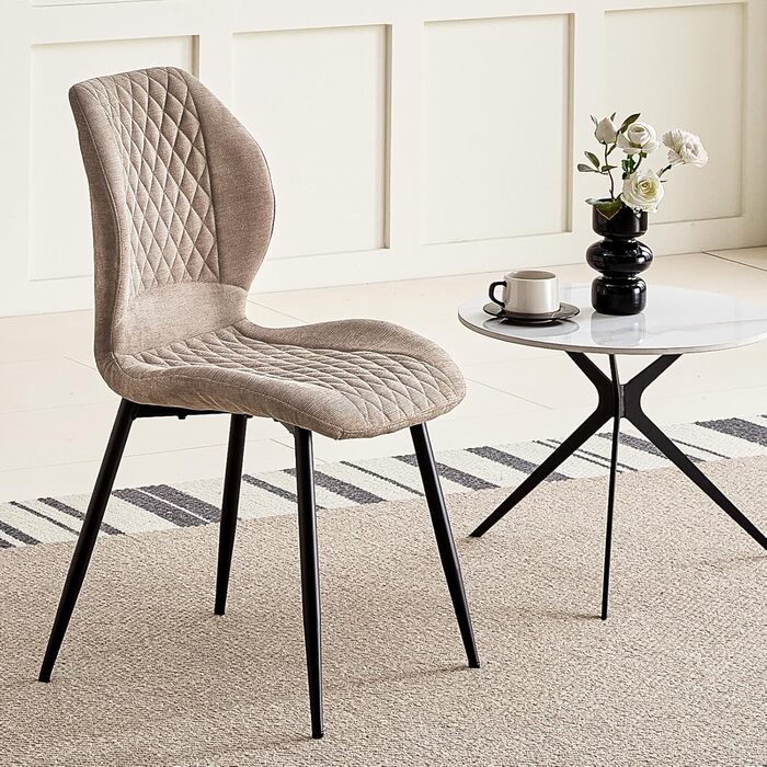 Набір з 4 оббивних ергономічних стільців для їдальні, кухні, вітальні, ресепшену, коричневого кольору