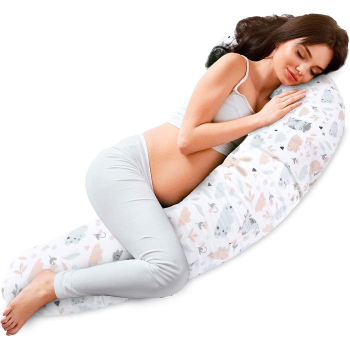 Подушка для сну Tottsy Baby Seitenschläfer - 190 см для сну на боці, вагітним та годуючим, з чохлом Oeko-Tex, принт Eulen B