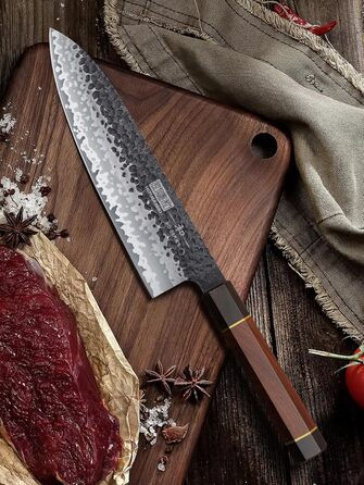 Японський ніж Сантоку HOSHANHO 18 см, ручна ковка, з високоякісної сталі, ергономічна ручка, подарункова коробка (набір 3 ножі)