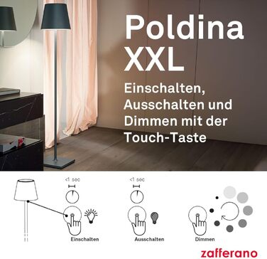 Підлогова лампа Zafferano Poldina XXL Corten з бездротовою зарядкою та сенсорним керуванням, 69-150 см, 2700-3000K, для вітальні та вулиці