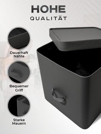 Коробки - Вкладиші Kalllax з екошкіри Rompicato з кришкою для зберігання одягу - Ящик для зберігання - Органайзер місця на відкритих полицях 30х30х30см Cube L (темно-сірий)