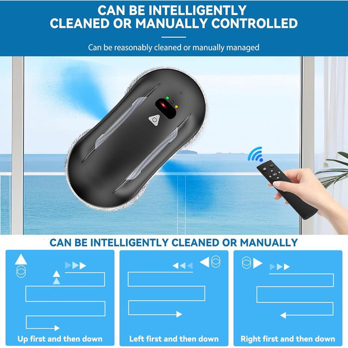 Робот для миття вікон Oamger 5600Pa з подвійним розпиленням, пультом керування та системою розумної навігації | Для внутрішніх та зовнішніх вікон