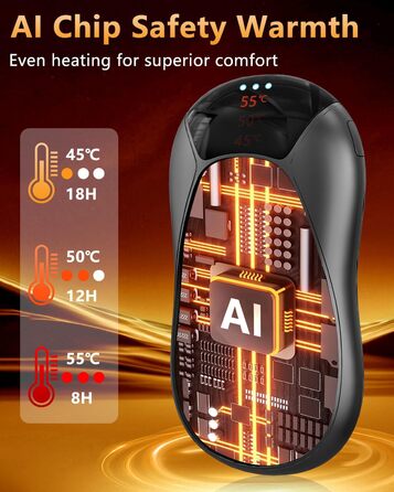 Електричні грілки для рук 2 шт. - Магнітні кишенькові грілки AI, що заряджаються, 36 годин тепла, багаторазові грілки для рук, компактні грілки для дітей, чоловіків, жінок, білий (дисплей, чорний)