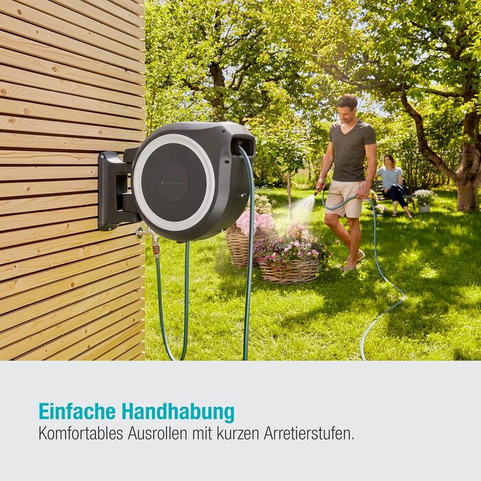 Набір для поливу Gardena RollUp XL (блакитний) 35 м: гнучкий шланг для великих садів, поворотна бокс, з 35 м шлангом Gardena та монтажним комплектом (18630-20)