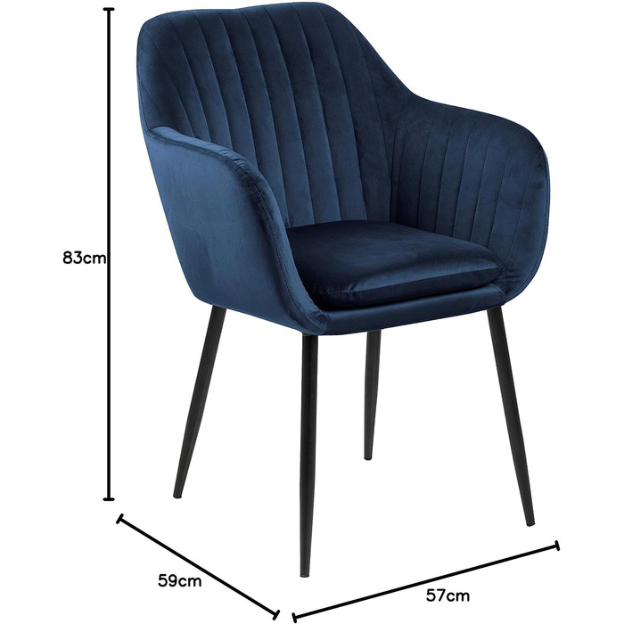 AC Design Furniture стілець Wendy, темно-синій/чорний, велюр/метал, 57x61x83 см