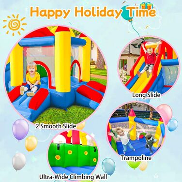 Надувний замок для дітей з насосом, міцний матеріал, для 3-4 дітей, ігровий намет для дому (315x245x194 см)