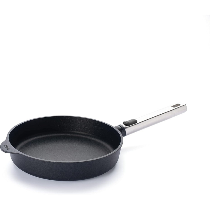 Сковорода Woll Diamond Logic XR Pro, діаметр 28 см, висота 5 см, знімний ручка з нержавіючої сталі, індукційна, для всіх типів плит, алюмінієвий лиття, антипригарне покриття, чорна, для духовки