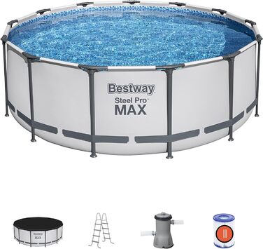 Відкритий басейн Steel Pro Max, 396 x 122 см, система FrameLink, драбина, брезент, насос і картридж для фільтра