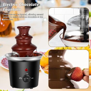 Шоколадний фонтан електричний, 3 яруси, 60W, для партії, дня народження, весілля, чорний
