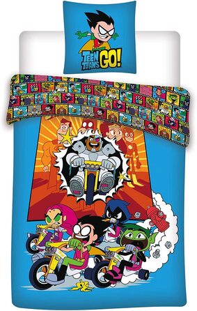 Підодіяльник для підлітків Titans Go-офіційний комплект постільної білизни-Малиновка, Біст бій, Зоряний вогонь, Ворон і Кіборг підодіяльник з полікотону для підлітків Titans Go односпальне ліжко