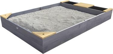 Дерев'яний пісочниця AXI Kelly з лавкою, сидіннями та контейнерами для води | Пісочниця для дітей сірого та коричневого кольору | 180 x 115 см