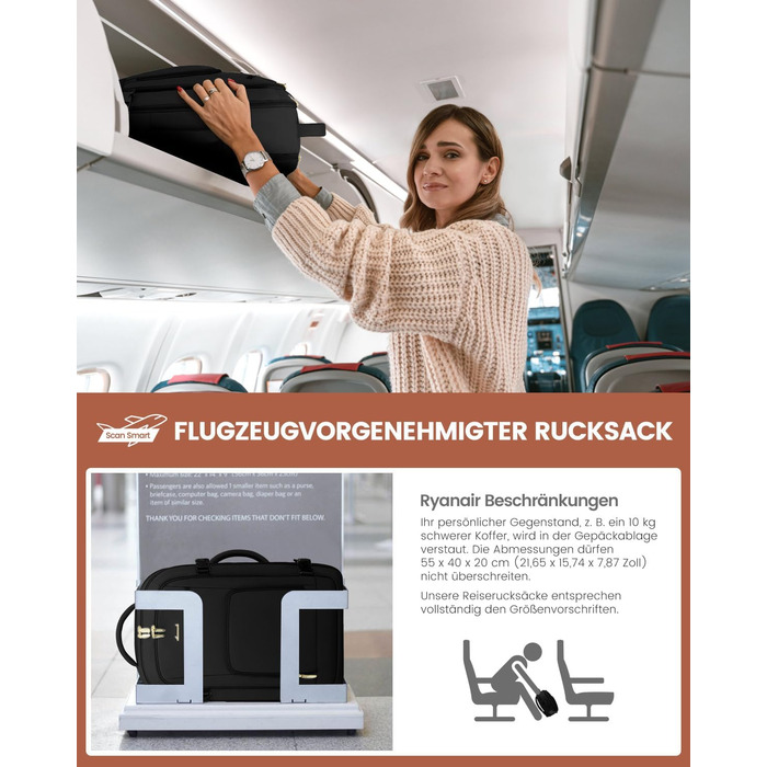 Рюкзак для ручної поклажі LOVEVOOK 40L, для ноутбука 17