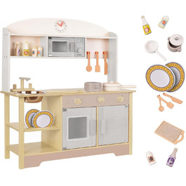 Дерев'яна дитяча кухня з мийкою, духовкою та витяжкою, модель 4