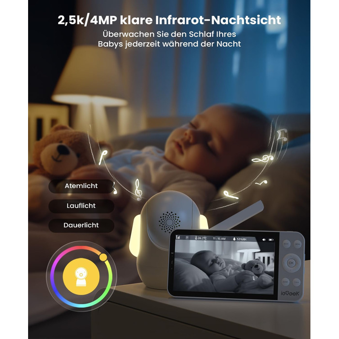 Відеоняня ieGeek з камерою 2.5K/4MP, 5.5