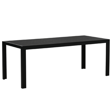 Outsunny Garden Table Алюмінієвий стіл 120x70 см для саду, патіо, дерево-пластик, полідерево, чорний, стійкий до погодних умов, і сучасний.