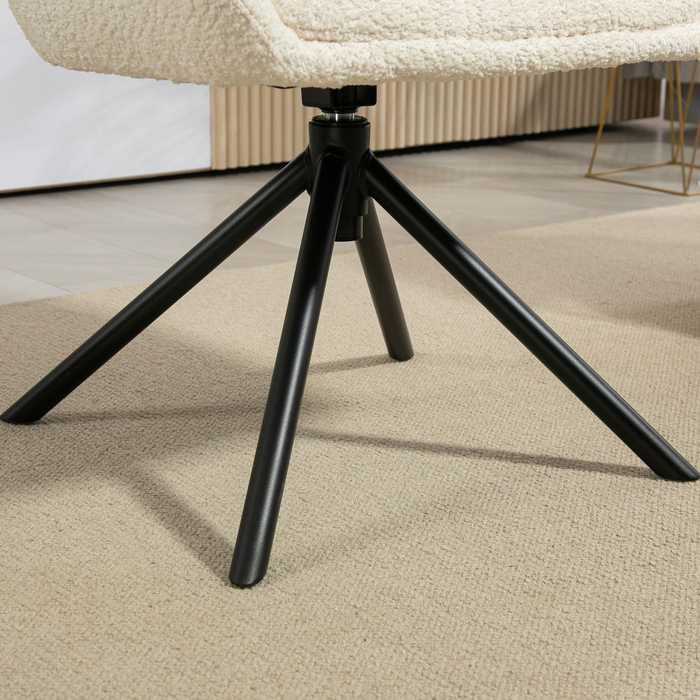 Крісло-шезлонг з м'яким сидінням, обертове, з затишним покриттям, до 120 кг, кремово-біле