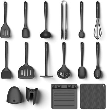 Набір кухонних аксесуарів Hoffmann Küchenhelfer-Set, 16 предметів, антрацит, силікон, нержавіюча сталь, для кухні