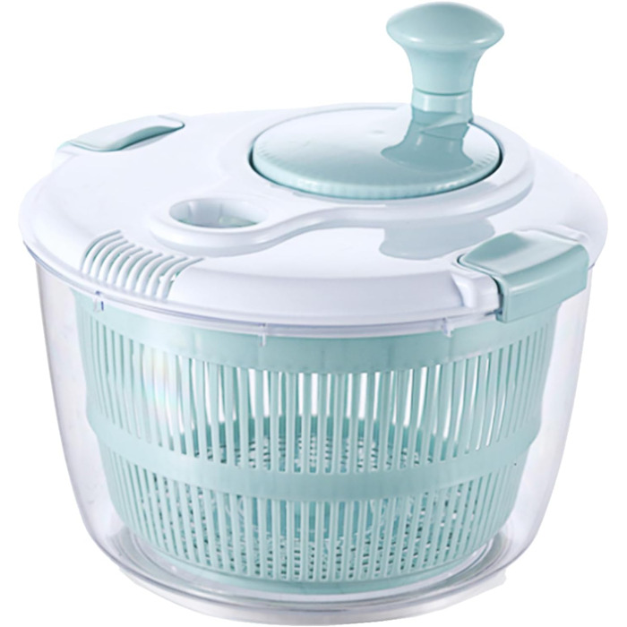 Салатниця-сушарка 5 л з кришкою, стійка до падінь та високих температур, для салатів, овочів та фруктів, безпечна, для вегетаріанців, придатна для миття в посудомийній машині