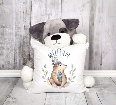 Персоналізована подушка для пологів в стилі бохо, подушка для новонароджених хлопчиків і дівчаток, іменна подушка в подарунок при народженні дитини, наволочка Unisize білого кольору без набивання ( (1 упаковка), ведмідь 1 Білий)