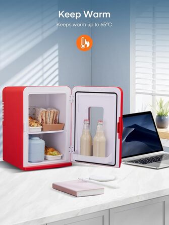 Mini холодильник FOHERE 15L з функцією охолодження та обігріву, для дому, офісу та авто, червоний