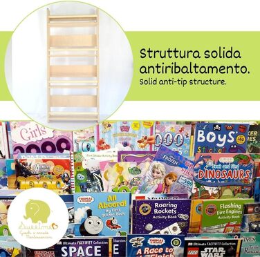 Монтессоріанська книжкова шафа для дітей, Полиця для іграшок, Комікс, Книги, Спальня, 4 поверхи, Низькі настінні полиці