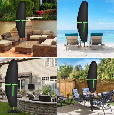 Чохол для парасольки GEMITTO, водонепроникний, для парасольки типу 'ампель', 280x30x81/46 см, захист від сонця та вітру, підходить для парасольок від 2 до 4 м