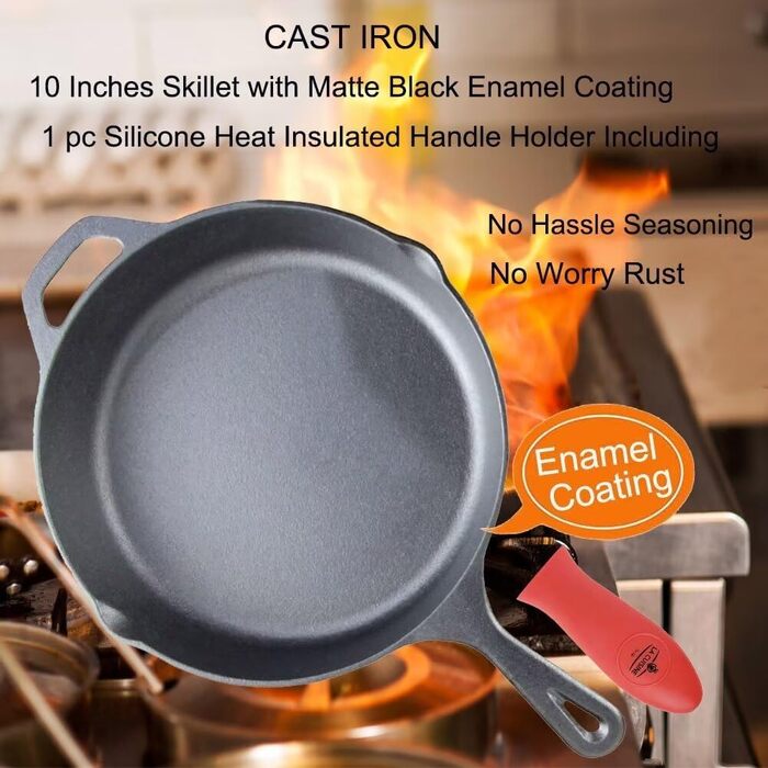Чавунна сковорода набір з 2 предметів (діаметр 20 і 30 см) чавунна сковорода сковорода для шеф-кухаря набір-матово-чорне емалеве покриття Термальний R