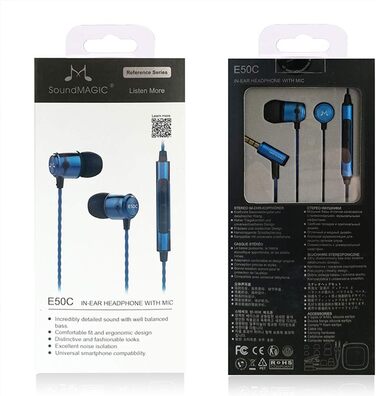 Навушники SoundMAGIC E50C, Hi-Fi стерео, 3.5 мм, Мікрофон, Синій, Дротовий