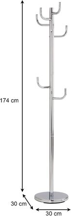 Металева вішалка для одягу IDIMEX Mila з 8 гачками, хромована, з підставкою для капелюхів