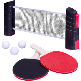 Портативний набір для настільного тенісу, пінг-понг, висувна сітка, 2 біти, 3 м'ячі, сумка для зберігання