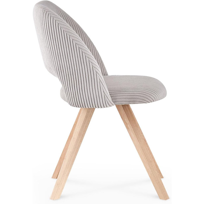 Набір з 2 стільців для їдальні B&D home® Vicky – оббивка з тканини Cord, сірий колір, ергономічна спинка, дерев'яні ніжки, дизайн модерн-кантрі для кухні, їдальні та вітальні