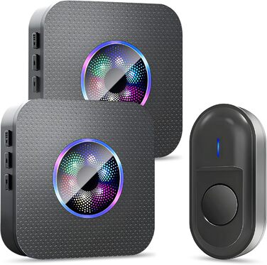 Відеодомофон з Wi-Fi та камерою, HD, 2.4G, нічне бачення, PIR-датчик руху, 2 камери, 2-сторонній аудіо, з дзвінком (1 передавач + 2 приймачі)