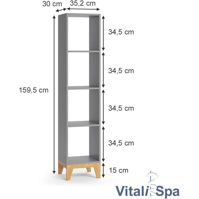 Дитяча полиця Malia, /Дуб, 35,2 x 159,5 см (Сірий)