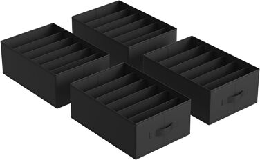 Гардеробний органайзер набір з 4-х, ящик для зберігання 6 відділень, складаний, 42x30x17см, класичний чорний