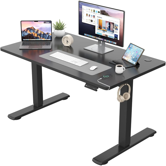 Регульований за висотою стіл JUMMICO з підйомним механізмом, пам'яттю, 110 x 60 см, чорний