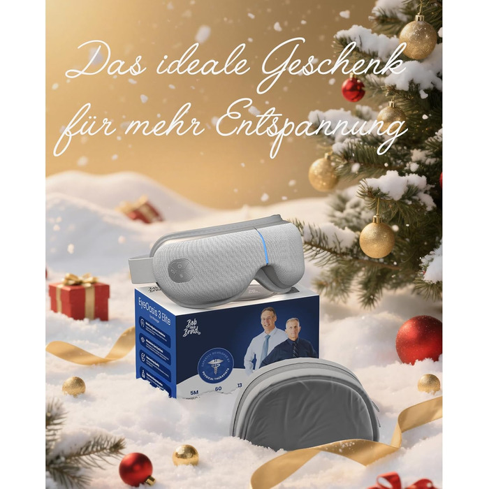 Масажер для очей BOB AND BRAD EyeOasis 3 Elite з підігрівом та охолодженням, маска для очей при мігрені, сухість очей, зняття стресу, покращення сну, сірий колір