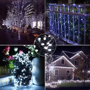 Гірлянда BrizLabs на сонячній батареї, 22 м, 200 LED, водонепроникна, 8 режимів, холодне біле світло, для вулиці, саду, тераси, будинку, весілля, Різдва
